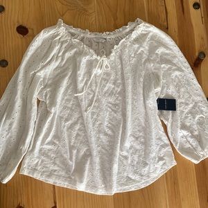 Lucky Brand Medium Embroidered half sleeve white shirt